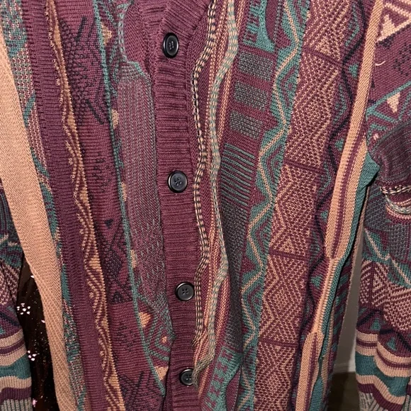 Cotton On Men's Burgundy and Teal Cardigan - Picture 3 of 3